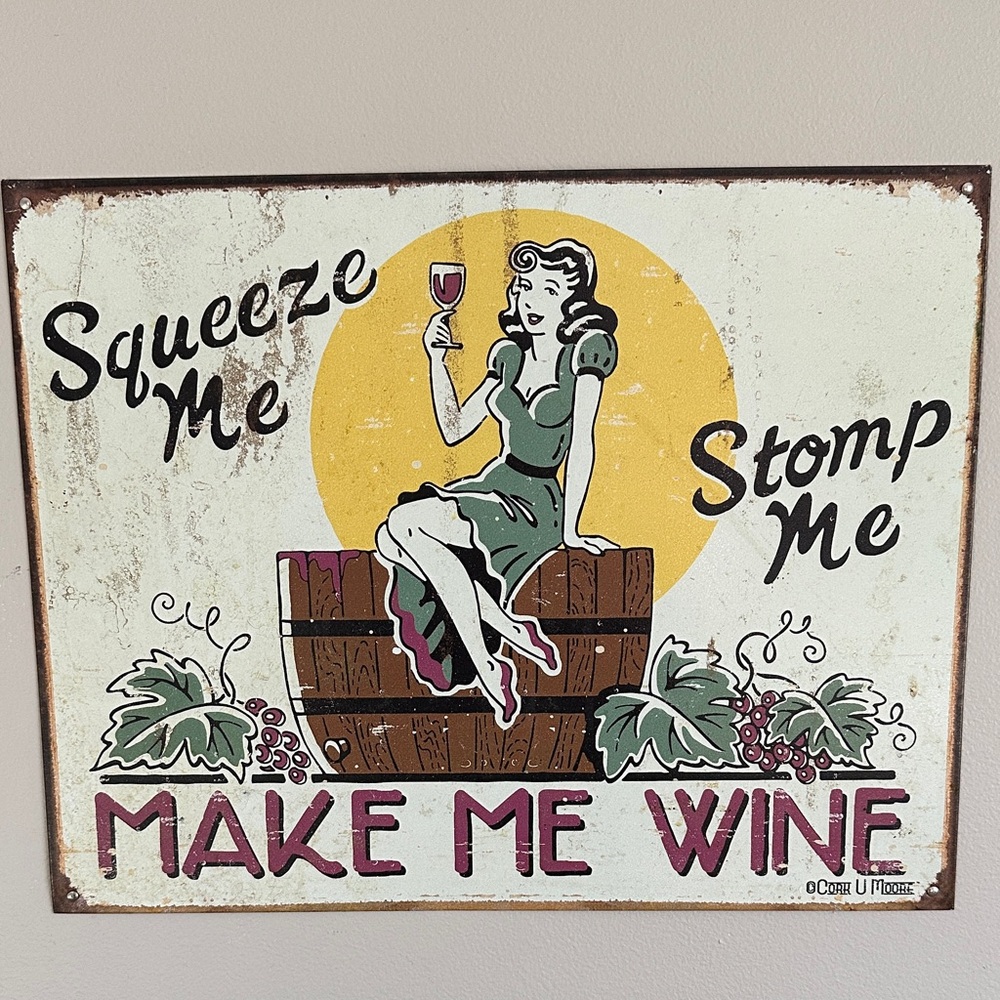 Vintage Wine Themed Metal Sign